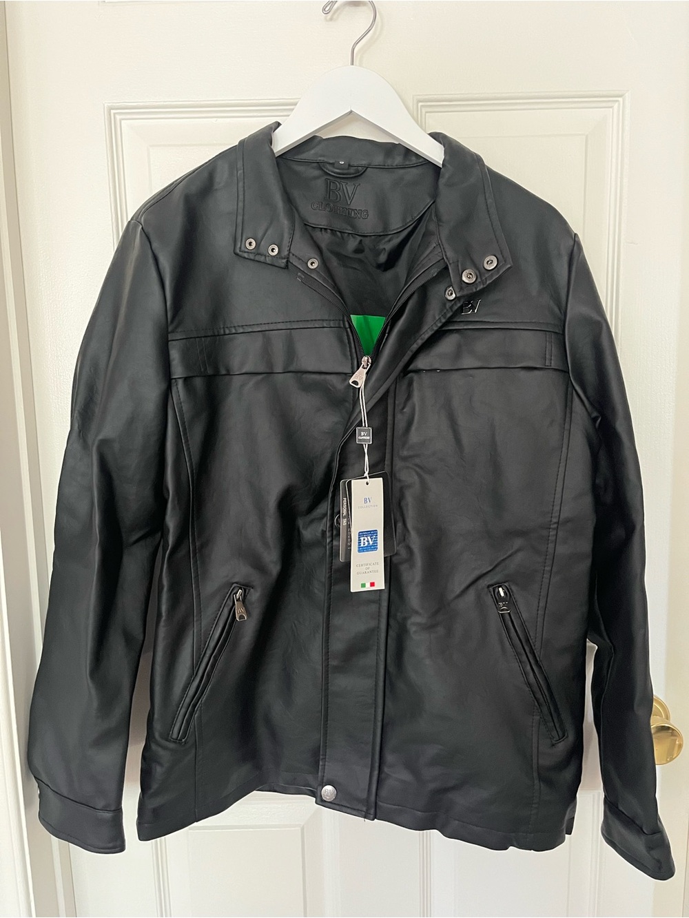 NWT Mens Black Leather Jacket (BV Clothing) - Size S